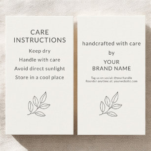 Minimalistische Verzorgingsinstructies voor Kleine Visitekaartje