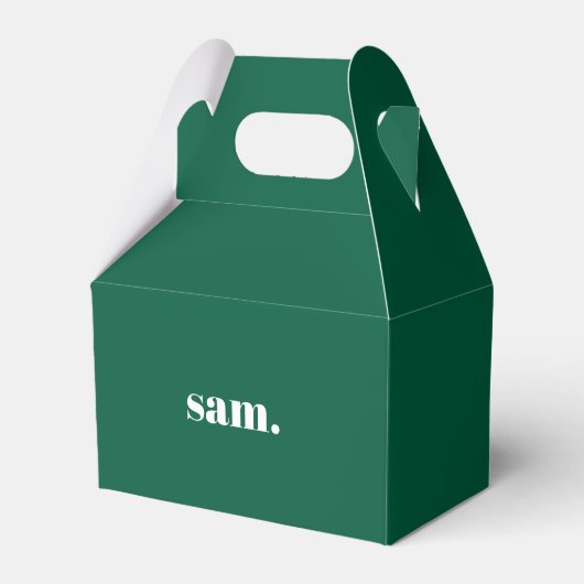 Minimalistische vet aangepaste tekst groen bedankdoosjes (Voorkant Zijde)