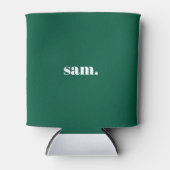 Minimalistische vet aangepaste tekst groen blikjeskoeler (Voorkant)