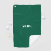 Minimalistische vet aangepaste tekst groen golfhanddoek (Insitu)