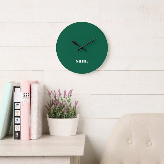 Minimalistische vet aangepaste tekst groen grote klok (Leeskamer)