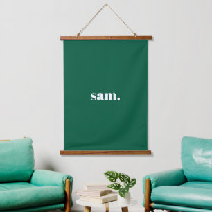 Minimalistische vet aangepaste tekst groen hangend wandkleed