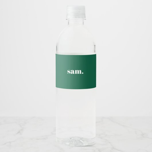 Minimalistische vet aangepaste tekst groen waterfles etiket (Voorkant)