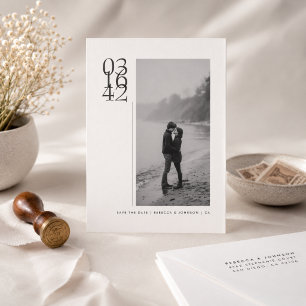 Minimalistische Vet Gedateerde Foto Bruiloft Save The Date