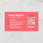 Minimalistische vet levendige roze typografie visitekaartje (Achterkant)