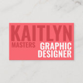 Minimalistische vet levendige roze typografie visitekaartje (Voorkant)