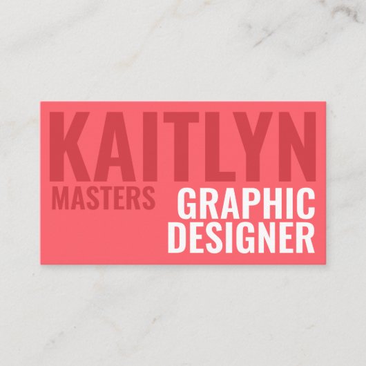 Minimalistische vet levendige roze typografie visitekaartje (Voorkant)