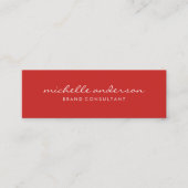 Minimalistische Vet Rode Cursieve Tekst Mini Visitekaartje (Voorkant)