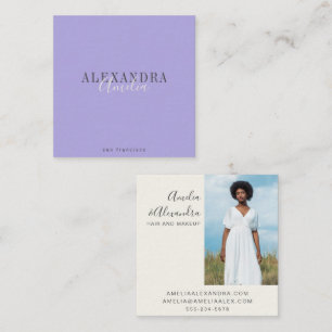 Minimalistische Vet Script Boho Moderne Paarse Fot Vierkante Visitekaartje