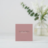Minimalistische Vet Script Boho Stof Roze Foto Vierkante Visitekaartje (Staand voorkant)