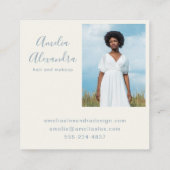 Minimalistische Vet Script Boho Stofblauw Foto  Vierkante Visitekaartje (Achterkant)
