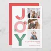 Minimalistische Vet Script Vrolijk Fotocollage Fam Feestdagenkaart (Voorkant / Achterkant)