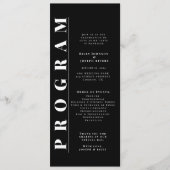 Minimalistische vet zwart-wit bruiloft programma's (Voorkant)