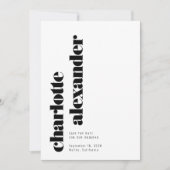 Minimalistische vet zwart wit verticale namen foto save the date (Voorkant)