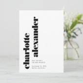 Minimalistische vet zwart wit verticale namen foto save the date (Staand voorkant)