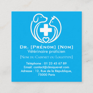 Minimalistische Veterinaire Logo Professioneel Vierkante Visitekaartje