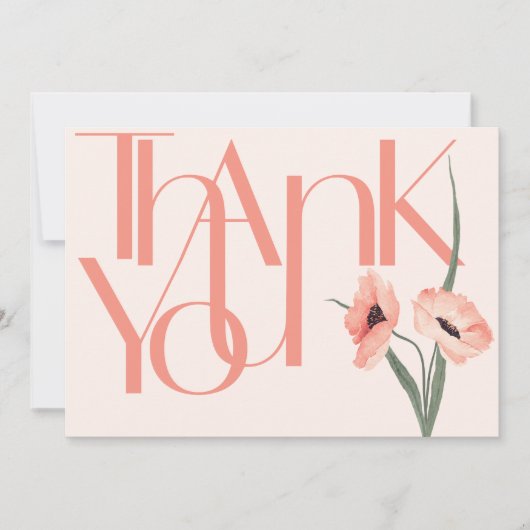 Minimalistische vetgedrukte foto Coral Botanical Bedankkaart (Voorkant)