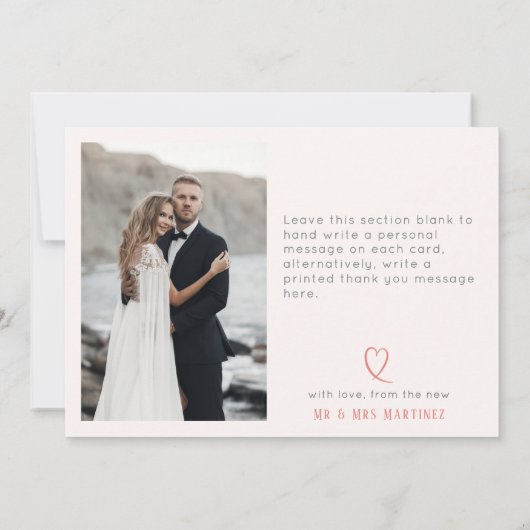 Minimalistische vetgedrukte foto Coral Botanical Bedankkaart (Achterkant)