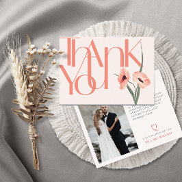 Minimalistische vetgedrukte foto Coral Botanical Bedankkaart