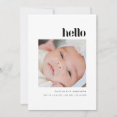 Minimalistische Vetgedrukte "Hallo" 5-Foto Baby Ge Aankondiging (Voorkant)
