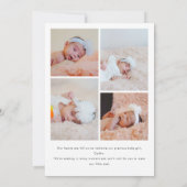 Minimalistische Vetgedrukte "Hallo" 5-Foto Baby Ge Aankondiging (Achterkant)