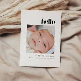 Minimalistische Vetgedrukte "Hallo" 5-Foto Baby Ge Aankondiging