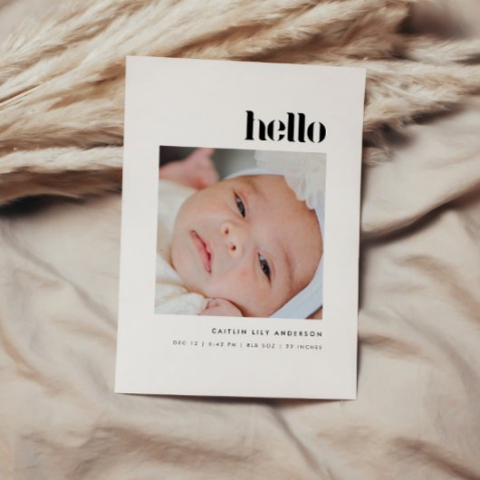 Minimalistische Vetgedrukte "Hallo" 5-Foto Baby Ge Aankondiging