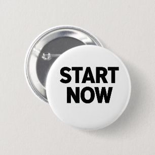 Minimalistische vetgedrukte start nu tekst ronde button 5,7 cm