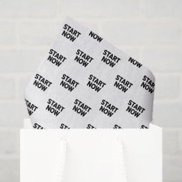 Minimalistische vetgedrukte start nu tekst tissuepapier