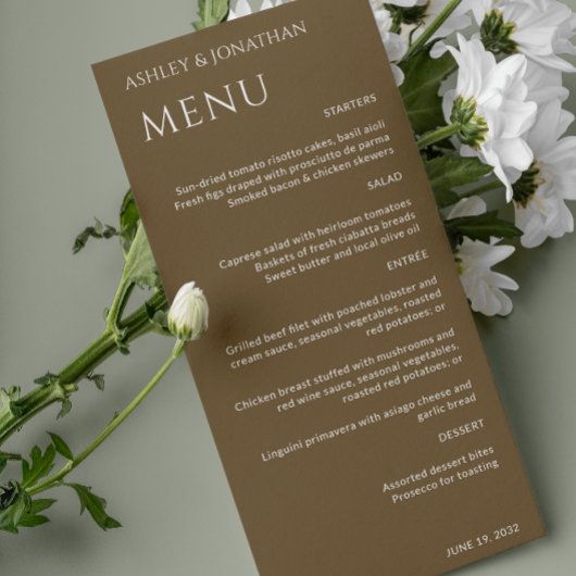 Minimalistische vetgedrukte tekst markeert bruilof menu