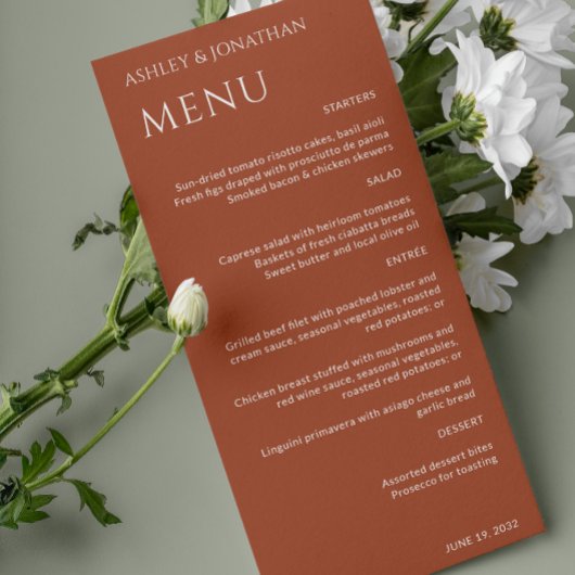Minimalistische vetgedrukte tekst markeert bruilof menu
