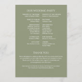 Minimalistische vetgedrukte tekst markeert bruilof programmakaart (Achterkant)