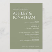 Minimalistische vetgedrukte tekst markeert bruilof programmakaart (Voorkant)