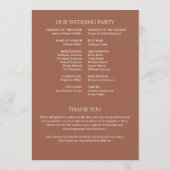 Minimalistische vetgedrukte tekst markeert bruilof programmakaart (Achterkant)