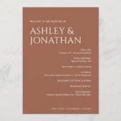 Minimalistische vetgedrukte tekst markeert bruilof programmakaart (Voorkant)