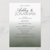 Minimalistische vetgedrukte tekst markeert bruilof programmakaart (Voorkant)