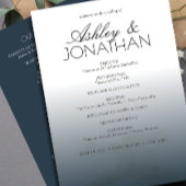 Minimalistische vetgedrukte tekst markeert bruilof programmakaart