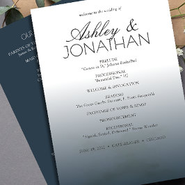 Minimalistische vetgedrukte tekst markeert bruilof programmakaart