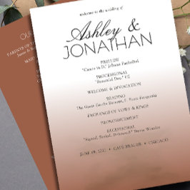 Minimalistische vetgedrukte tekst markeert bruilof programmakaart