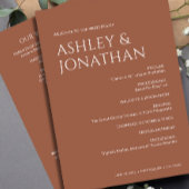 Minimalistische vetgedrukte tekst markeert bruilof programmakaart