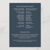 Minimalistische vetgedrukte tekst markeert bruilof programmakaart (Achterkant)