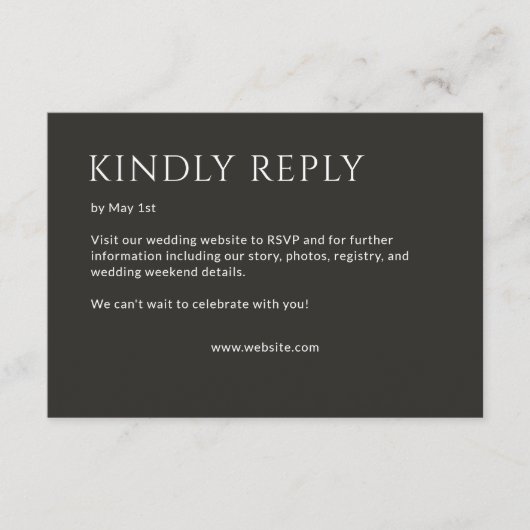 Minimalistische vetgedrukte tekst markeert bruilof RSVP kaartje (Voorkant)