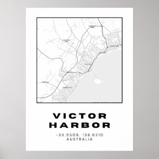 Minimalistische Victor Harbor-kaart met coördinate Poster