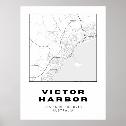 Minimalistische Victor Harbor-kaart met coördinate Poster (Voorkant)