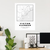 Minimalistische Victor Harbor-kaart met coördinate Poster (Thuiskantoor)