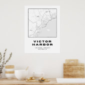 Minimalistische Victor Harbor-kaart met coördinate Poster (Keuken)