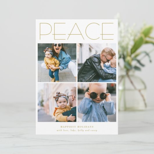 MINIMALISTISCHE vier foto collage op maat voor de  Feestdagenkaart (Staand voorkant)
