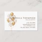 Minimalistische viering stijlvolle ballon goud wit visitekaartje (Achterkant)