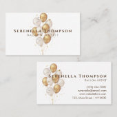 Minimalistische viering stijlvolle ballon goud wit visitekaartje (Voorkant / Achterkant)