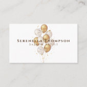 Minimalistische viering stijlvolle ballon goud wit visitekaartje (Voorkant)
